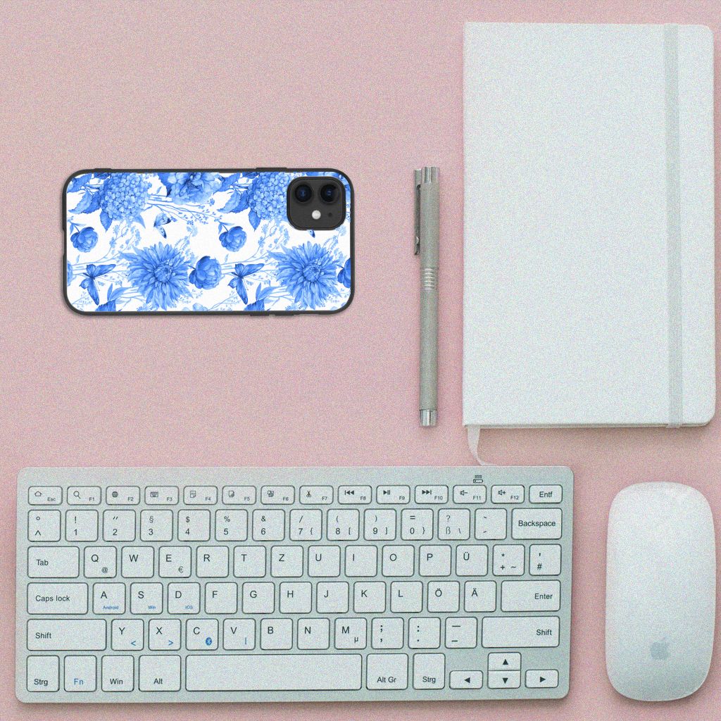 Bloemen Hoesje voor iPhone 11 Flowers Blue B2C Telecom