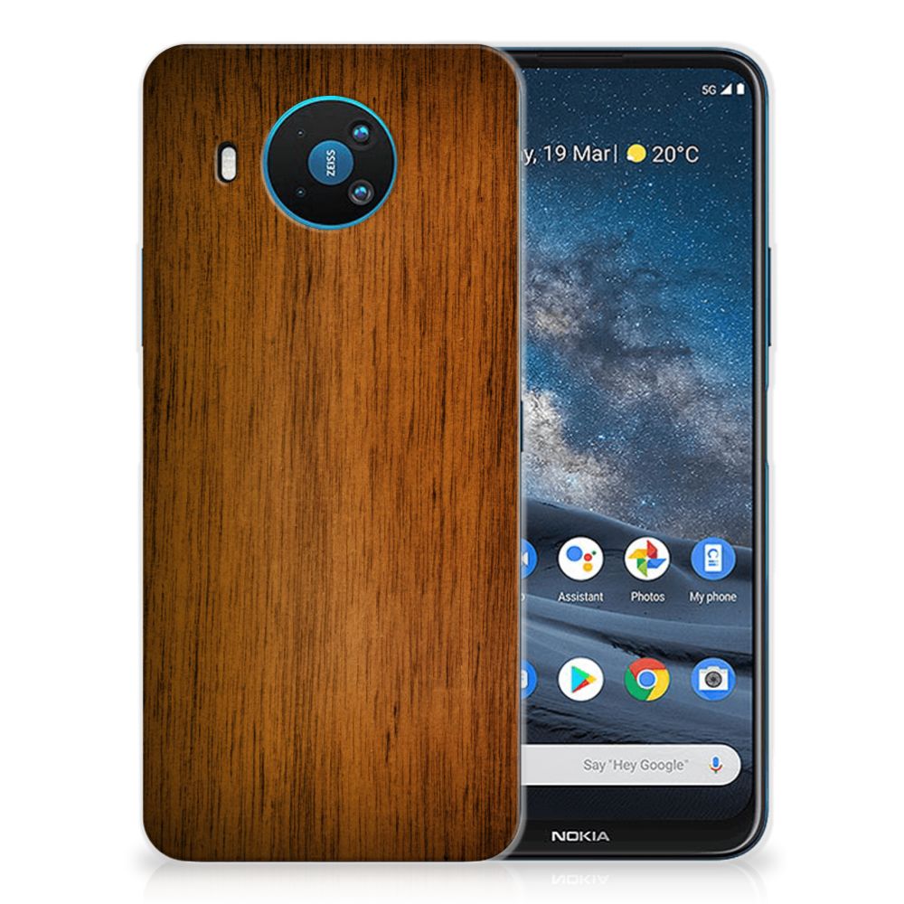 Nokia 8.3 Bumper Hoesje Donker Hout