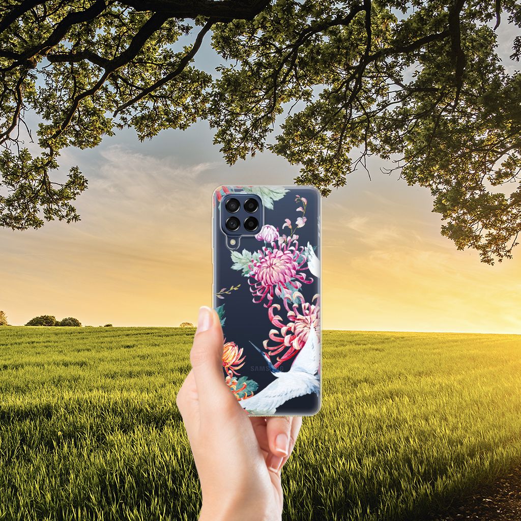 Samsung Galaxy M53 TPU Hoesje Bird Flowers