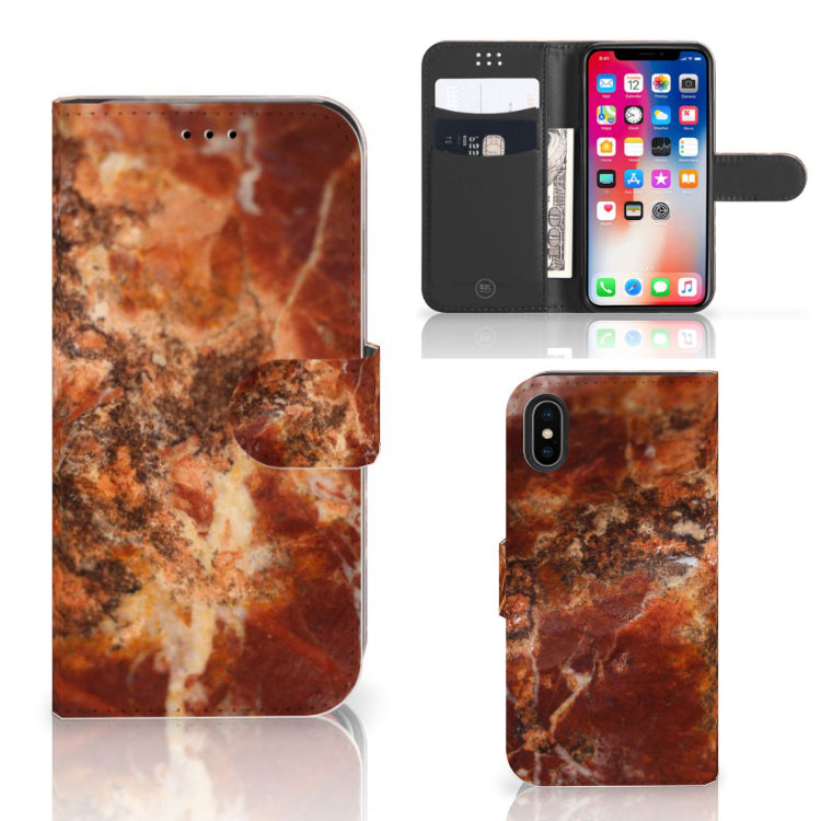 Apple iPhone X | Xs Bookcase Marmer Bruin