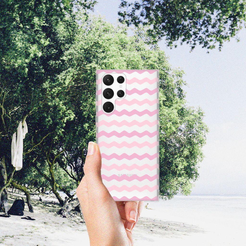 Samsung Galaxy S22 Ultra TPU bumper Waves Roze B2C Telecom