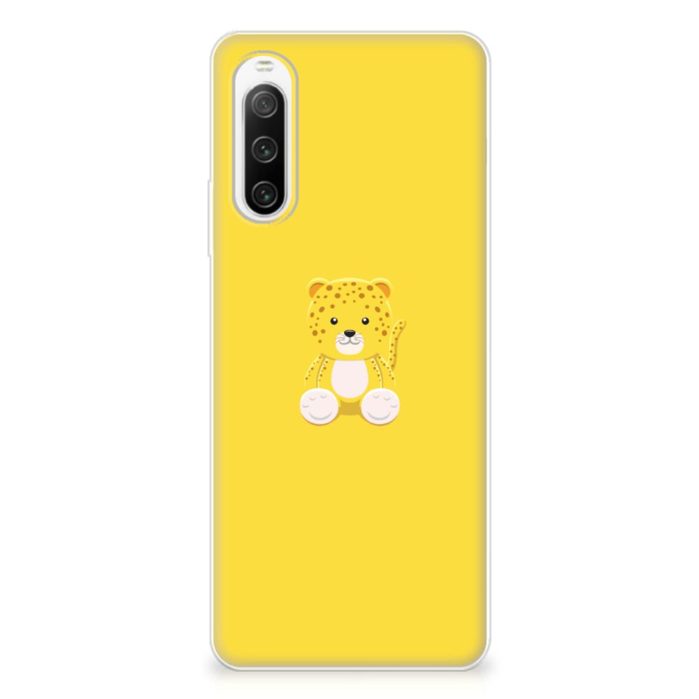 Sony Xperia 10 IV Telefoonhoesje met Naam Baby Leopard