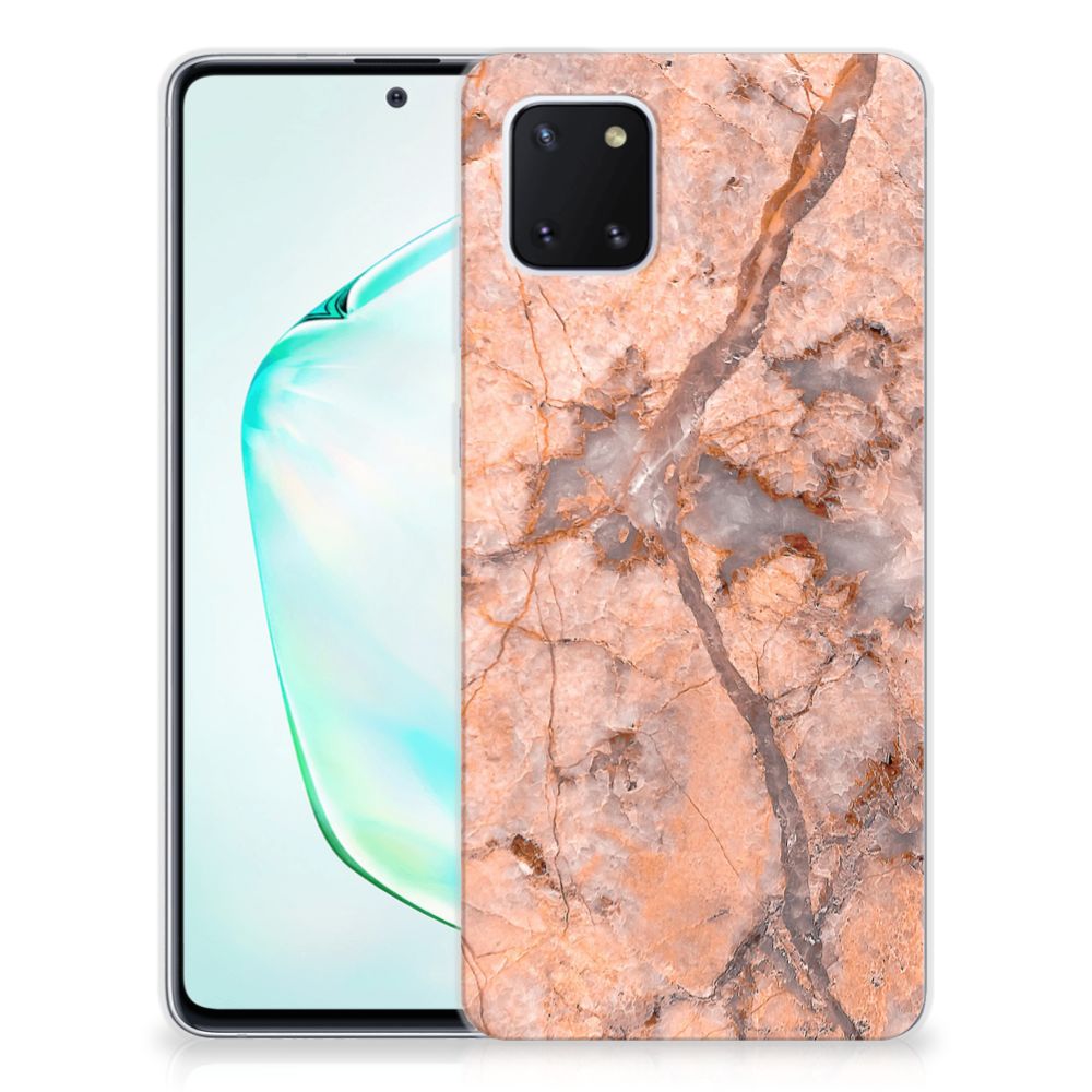 Samsung Galaxy Note 10 Lite TPU Siliconen Hoesje Marmer Oranje