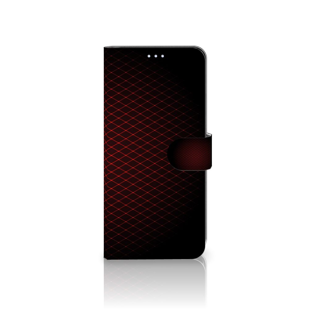 Motorola Moto G100 Telefoon Hoesje Geruit Rood met geometrisch patroon en afsluitlipje