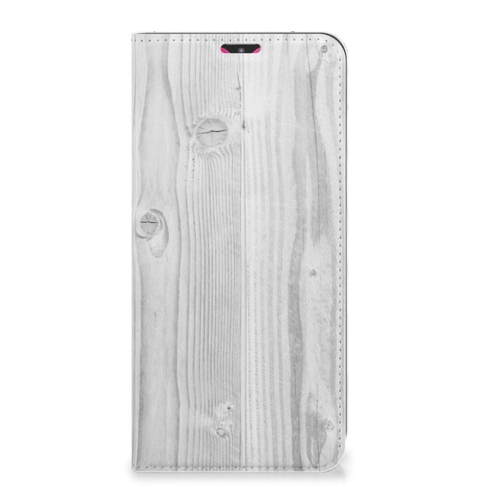Samsung Galaxy M20 Book Wallet Case White Wood