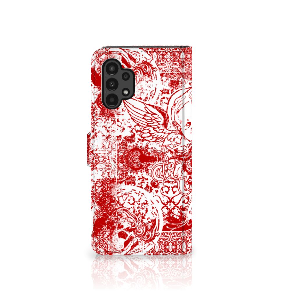 Telefoonhoesje met Naam Samsung Galaxy A13 (4G) Angel Skull Rood