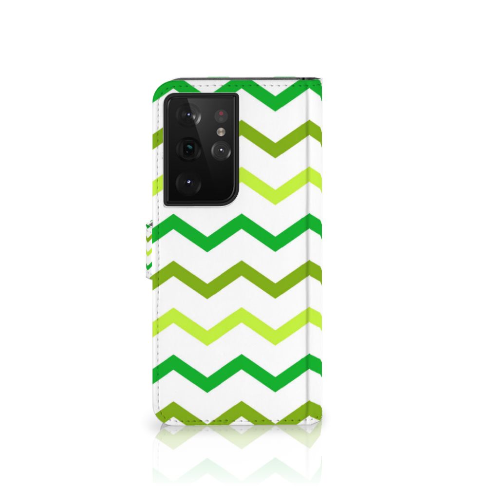 Samsung Galaxy S21 Ultra Telefoon Hoesje Zigzag Groen