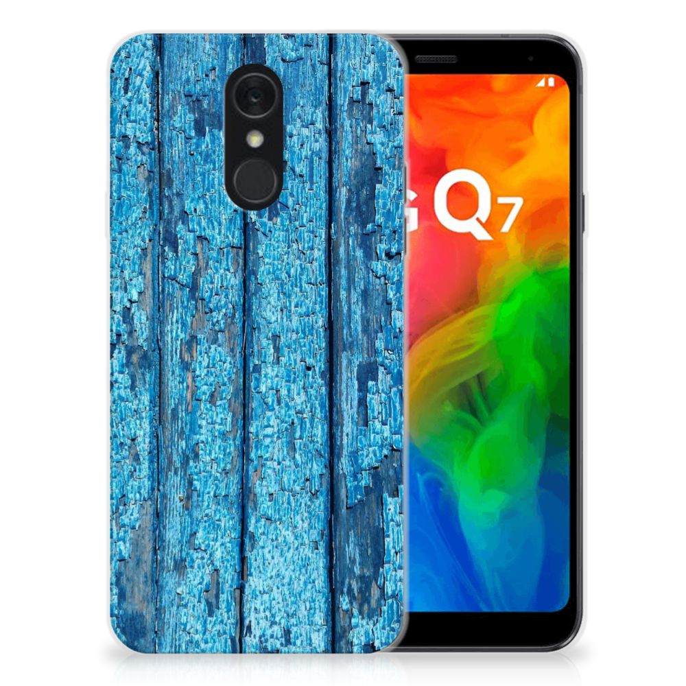 LG Q7 Bumper Hoesje Wood Blue