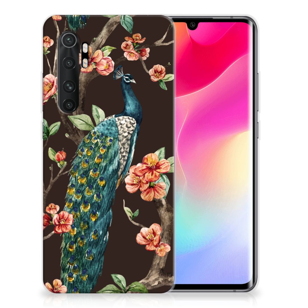 Xiaomi Mi Note 10 Lite TPU Hoesje Pauw met Bloemen