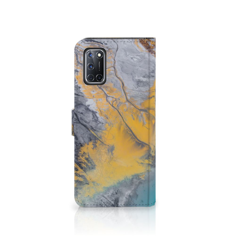 OPPO A72 | OPPO A52 Bookcase Marble Blue Gold