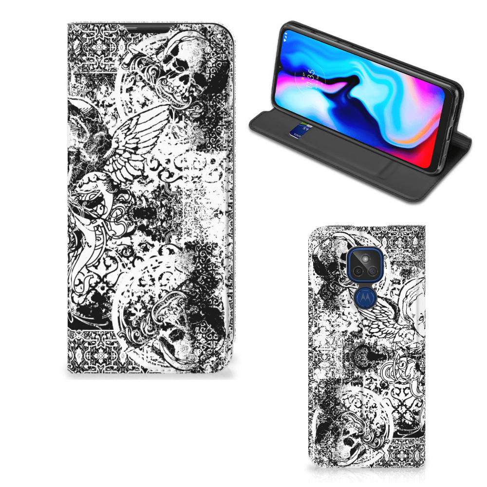 Mobiel BookCase Motorola Moto G9 Play Skulls Angel - B2C Telecom
