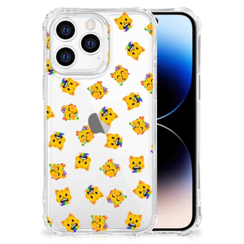Doorzichtige Silicone Hoesje voor iPhone 14 Pro Katten Emojis B2C Telecom