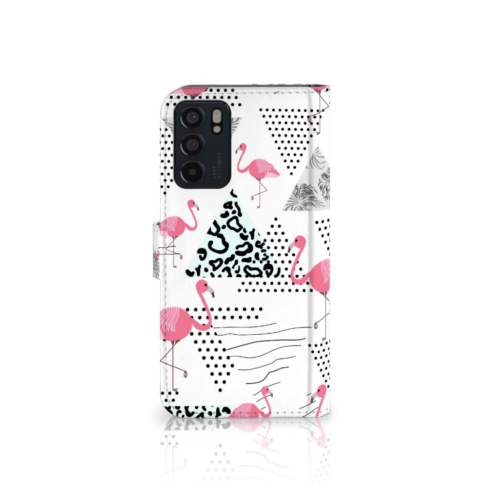 OPPO Reno6 5G Telefoonhoesje met Pasjes Flamingo Triangle