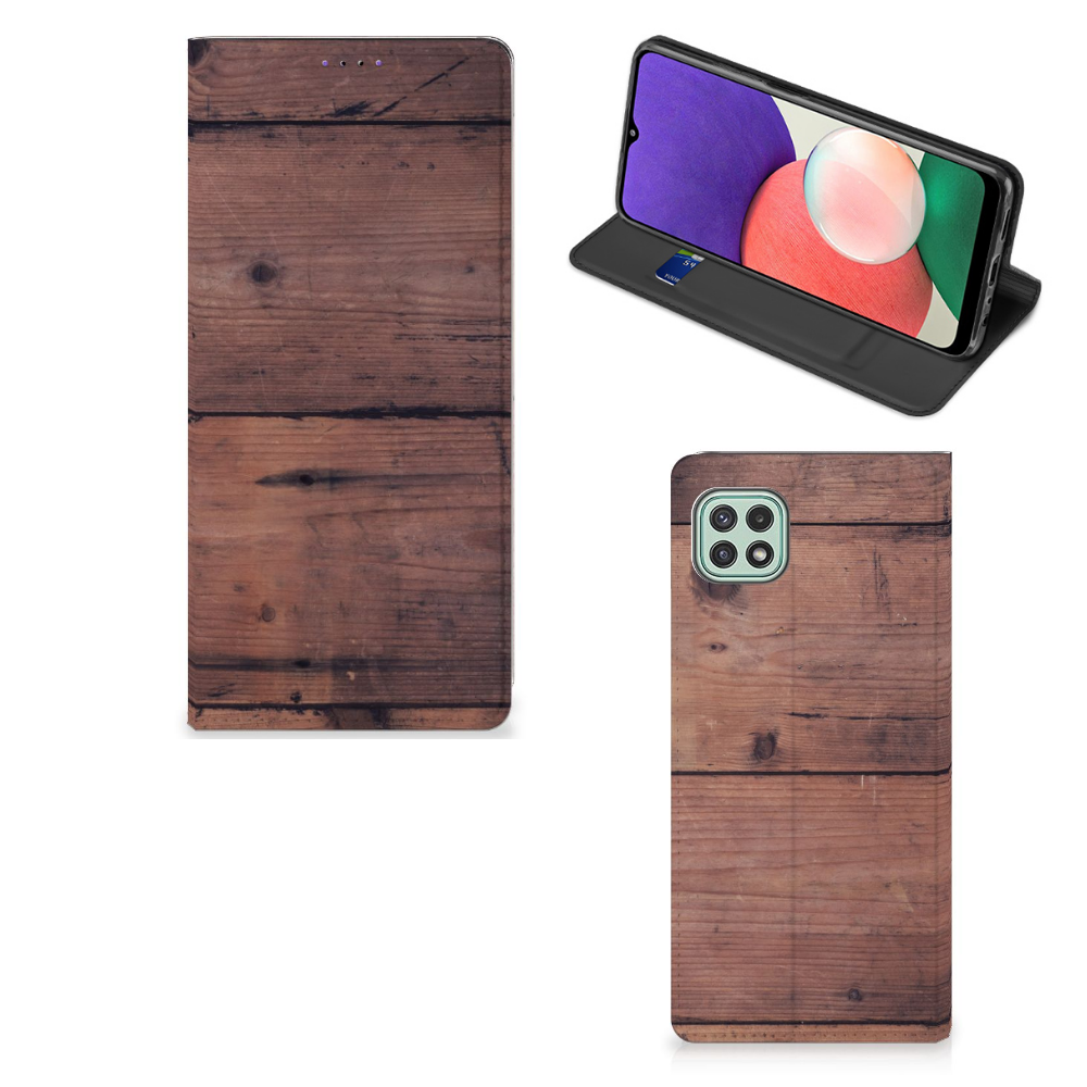 Samsung Galaxy A22 5G Book Wallet Case Old Wood - B2C Telecom