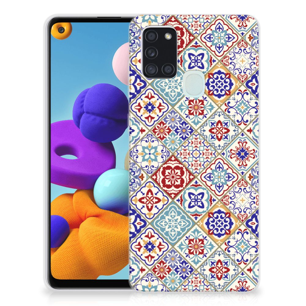 Samsung Galaxy A21s TPU Siliconen Hoesje Tiles Color