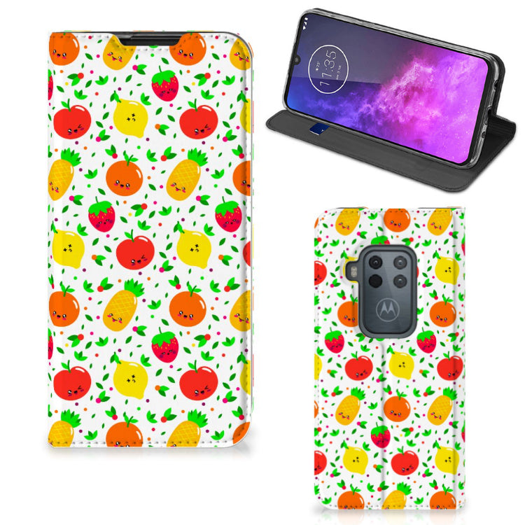 Motorola One Zoom Flip Style Cover Fruits