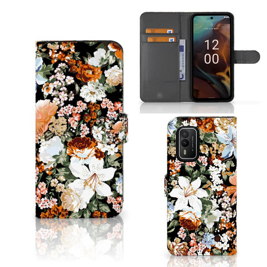 Hoesje voor Nokia XR21 Dark Flowers