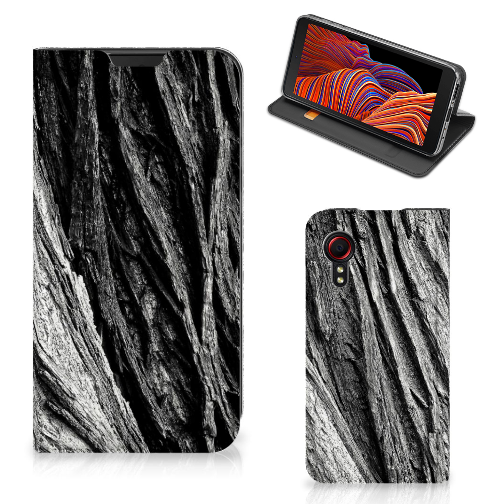 Book Wallet Case Samsung Galaxy Xcover 5 Boomschors Grijs - B2C Telecom