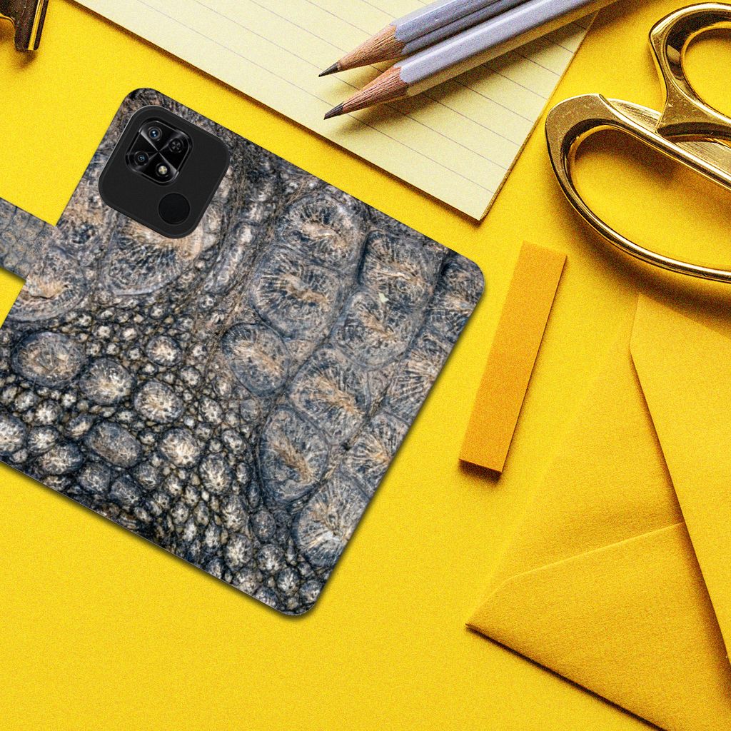 Xiaomi Redmi 10C Telefoonhoesje met Pasjes Krokodillenprint