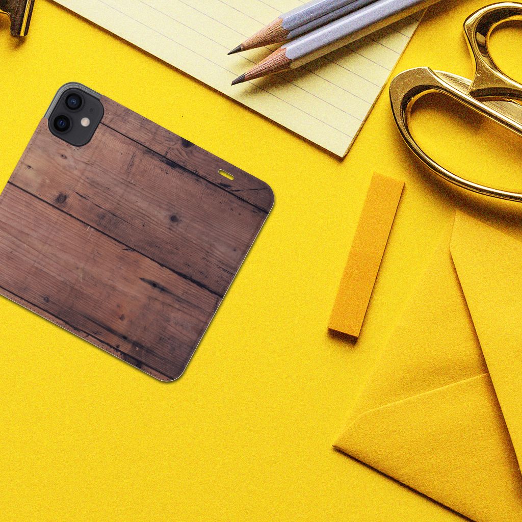 iPhone 12 Mini Book Wallet Case Old Wood - B2C Telecom