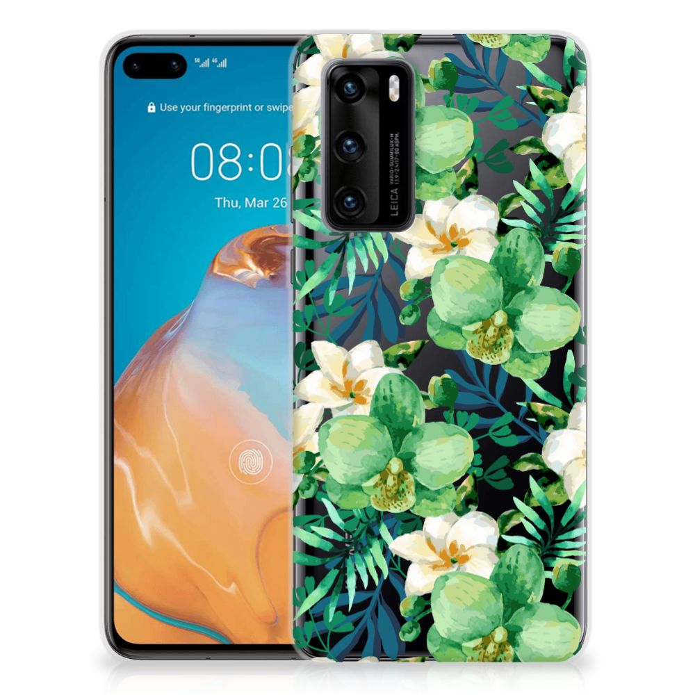 Huawei P40 TPU Case Orchidee Groen B2C Telecom