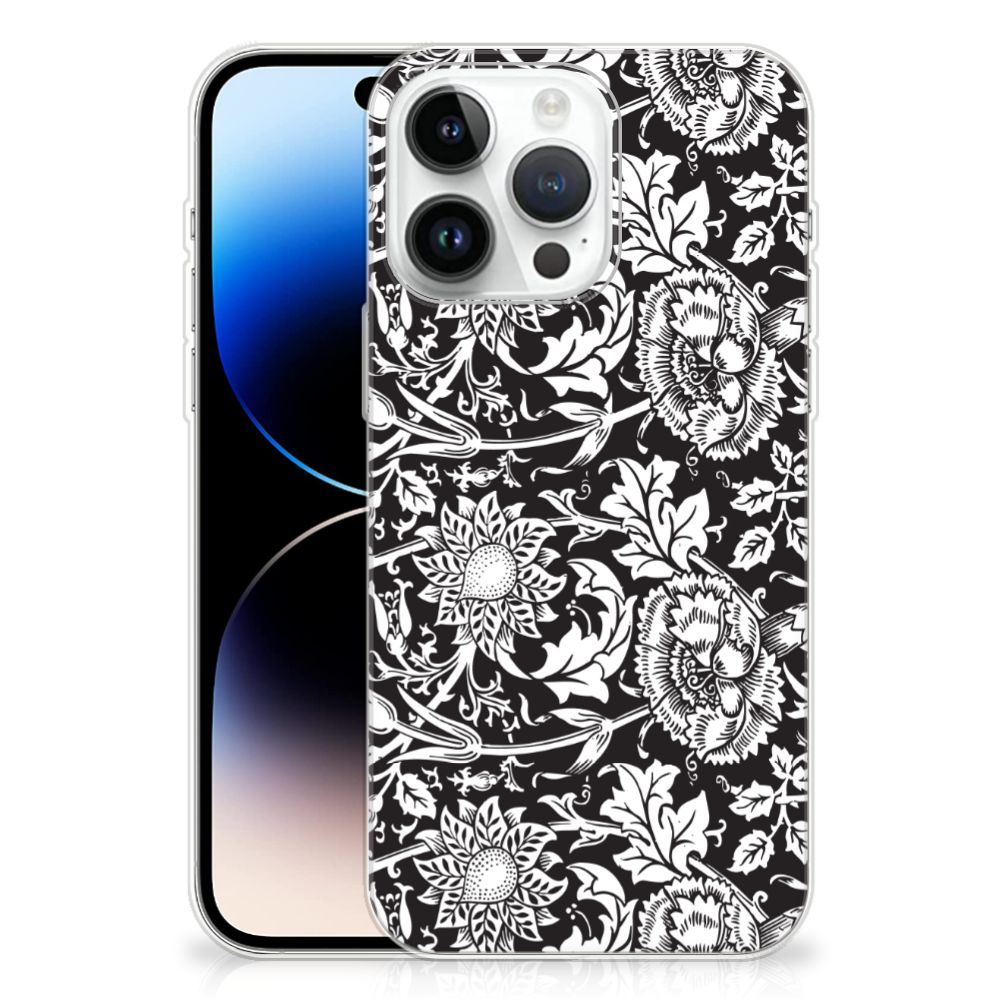 iPhone 14 Pro Max TPU Case Black Flowers