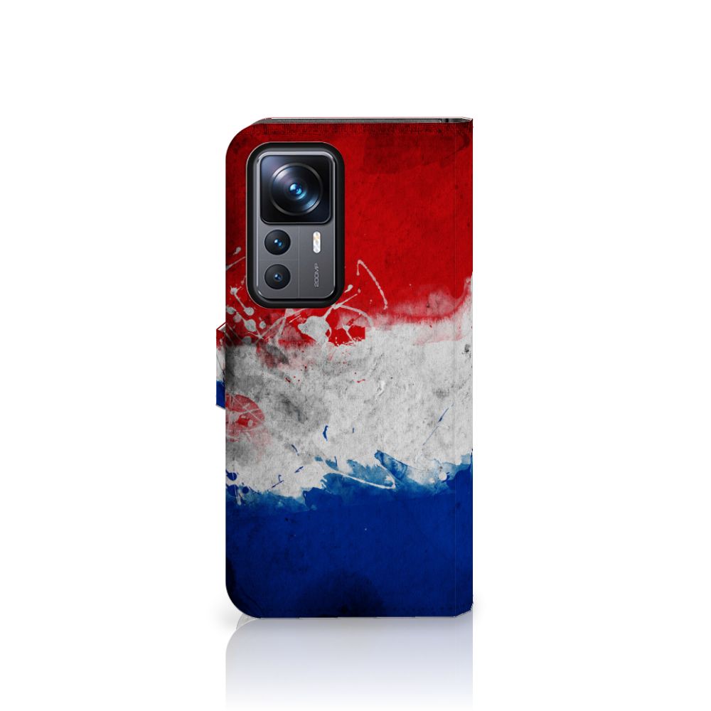 Xiaomi 12T | 12T Pro Bookstyle Case Nederland met artistieke Nederlandse vlag design