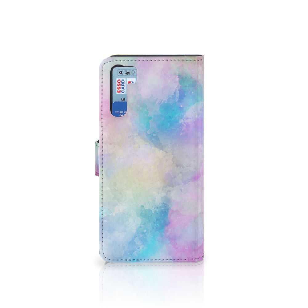 Hoesje OPPO A91 | Reno3 Watercolor Light met unieke pastelkleuren en pasjeshouder.