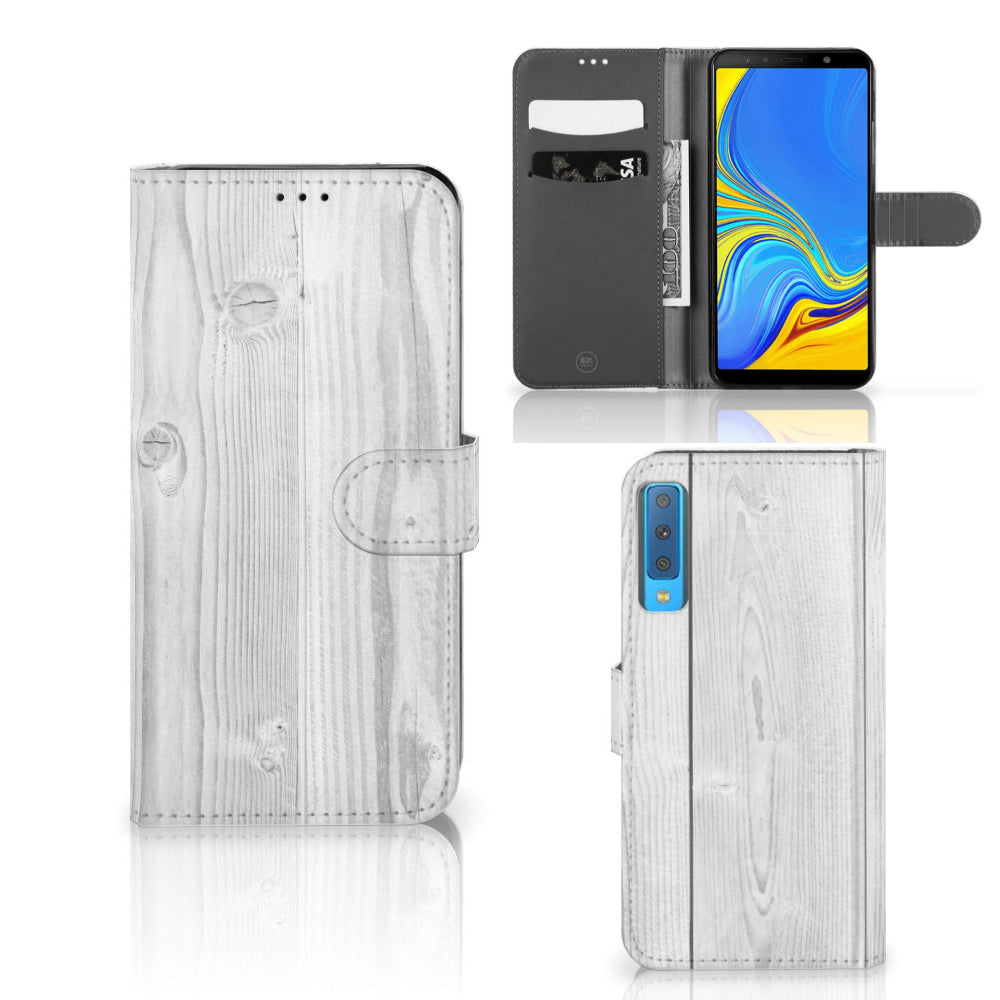 Samsung Galaxy A7 (2018) Book Style Case White Wood