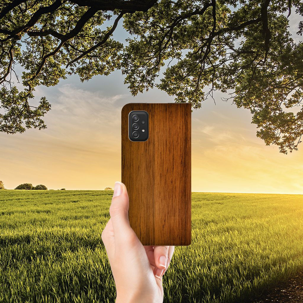 Samsung Galaxy A03s Book Wallet Case Donker Hout - B2C Telecom