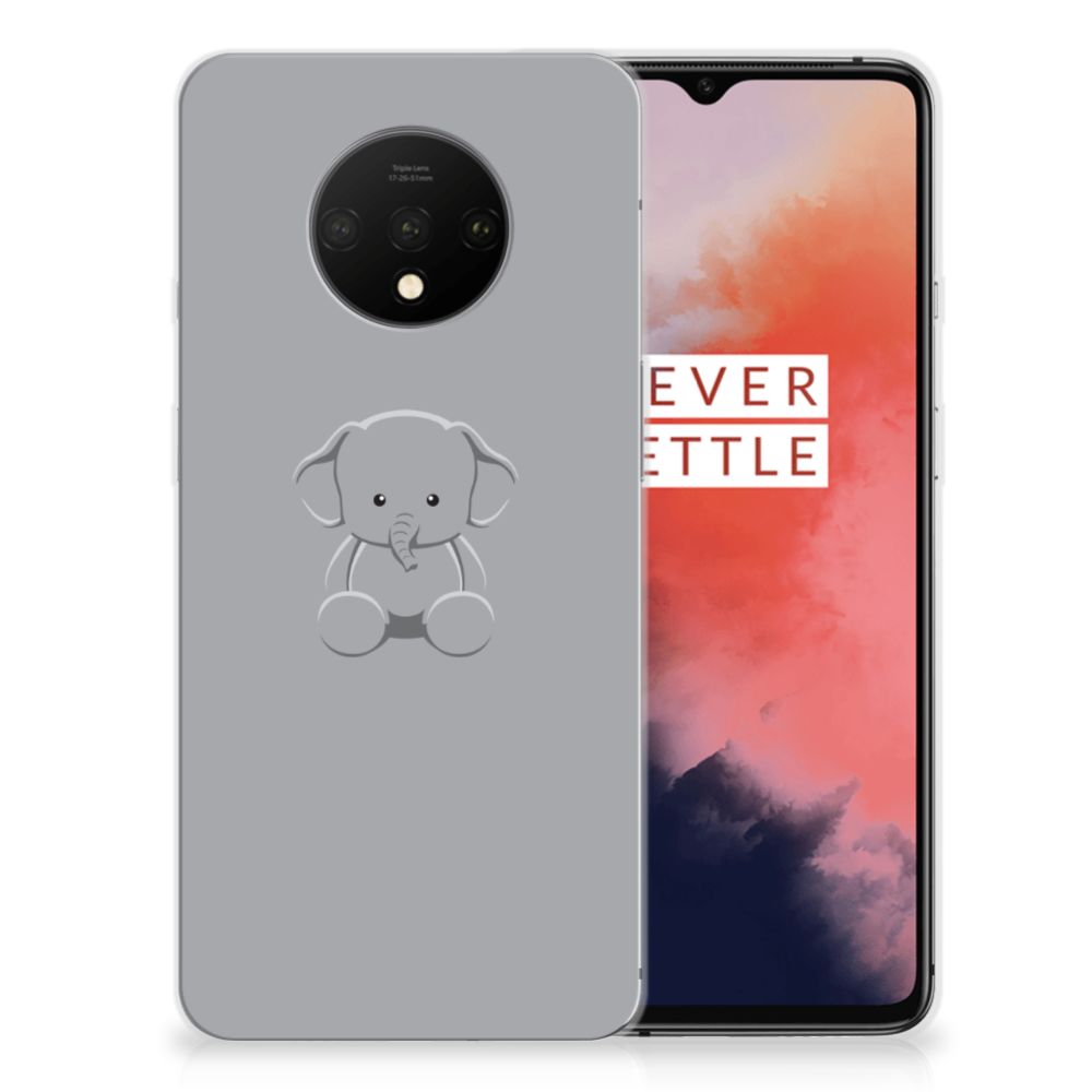 OnePlus 7T Telefoonhoesje met Naam Grijs Baby Olifant