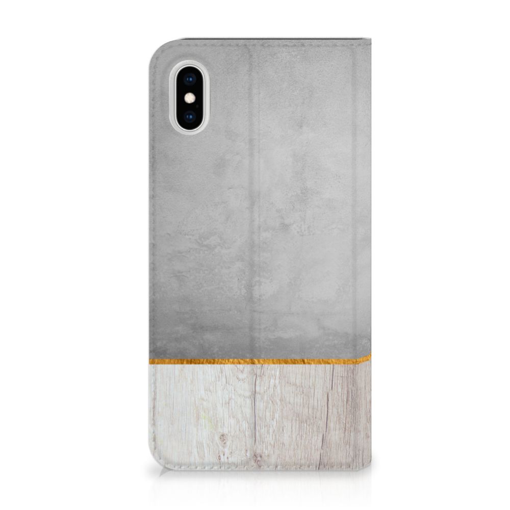 Apple iPhone Xs Max Book Wallet Case Wood Concrete