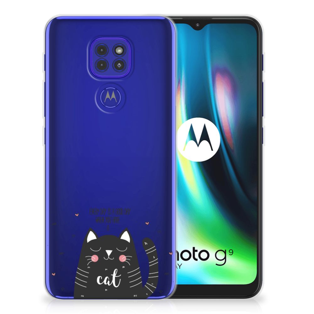 Motorola Moto G9 Play | E7 Plus Telefoonhoesje met Naam Cat Good Day B2C Telecom