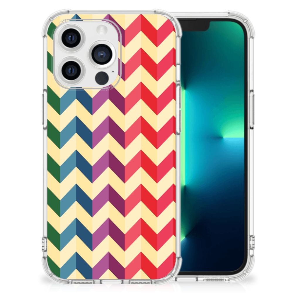 Apple iPhone 13 Pro Doorzichtige Silicone Hoesje Zigzag Multi Color B2C Telecom