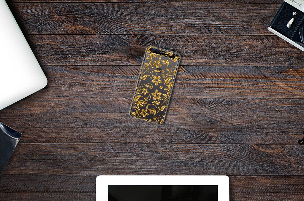 Huawei P10 TPU Case Gouden Bloemen