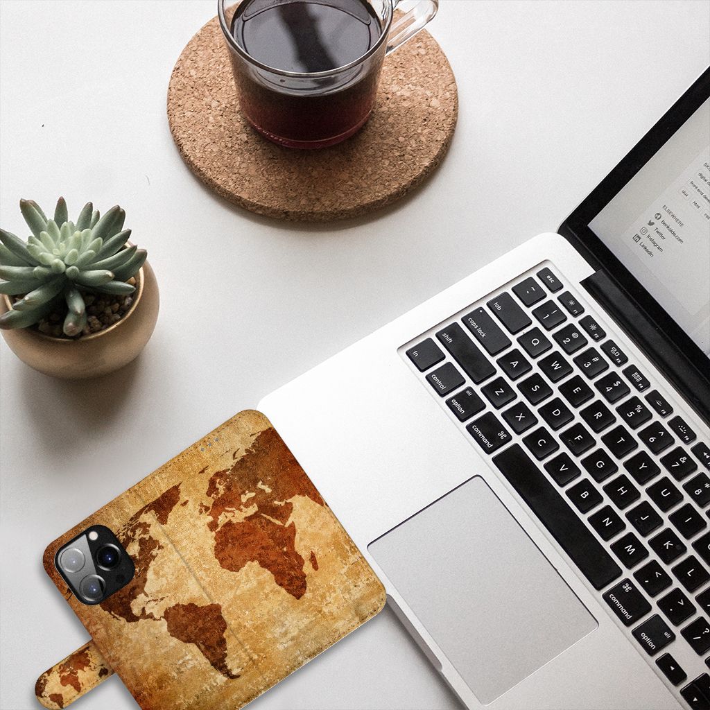 iPhone 14 Pro Flip Cover Wereldkaart