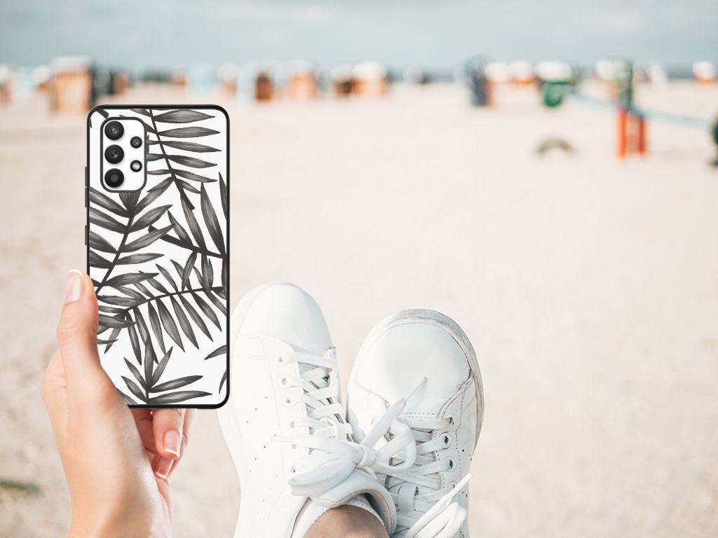 Samsung Galaxy A32 4G | A32 5G Enterprise Editie Bloemen Hoesje Leaves Grey B2C Telecom