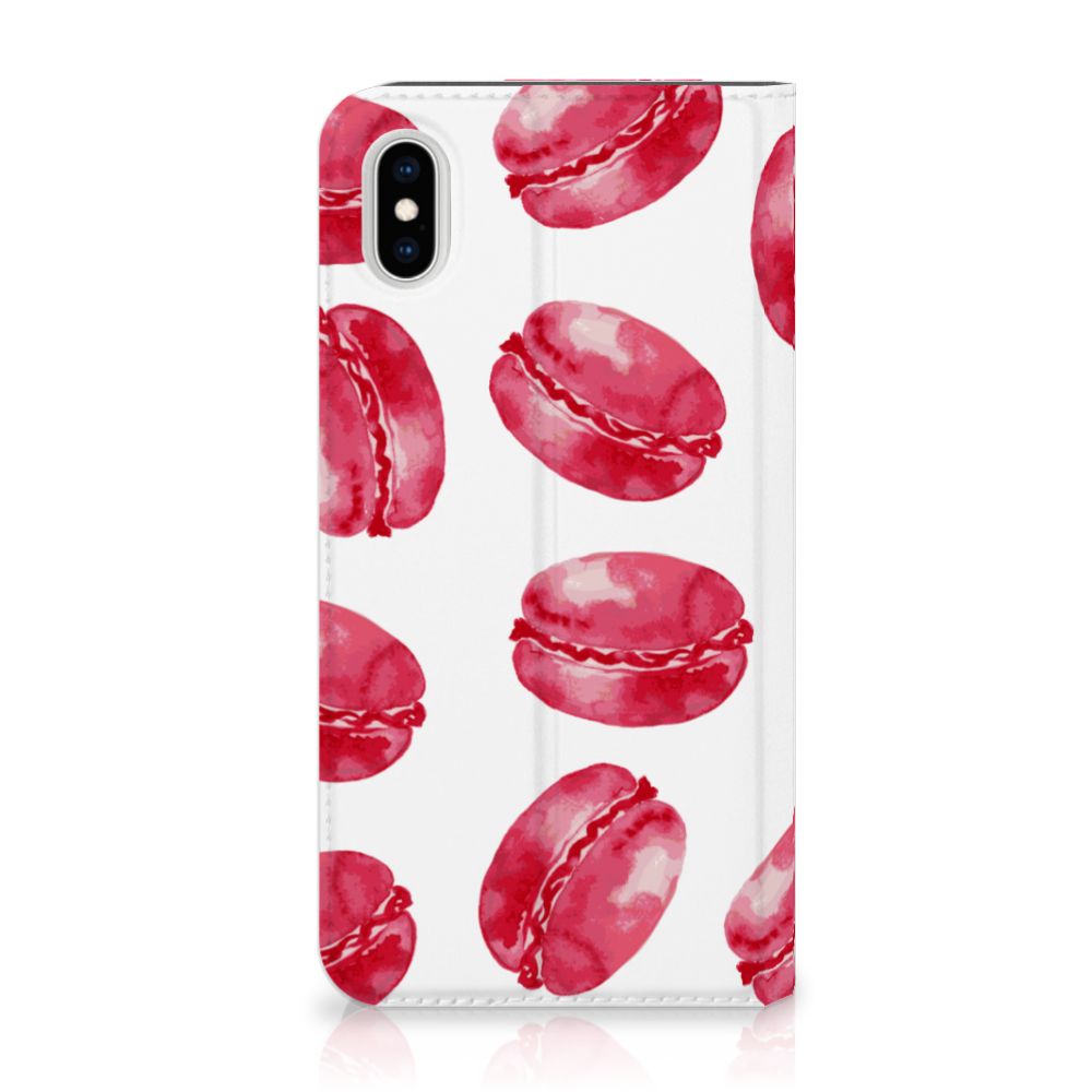 Apple iPhone Xs Max Flip Style Cover Pink Macarons