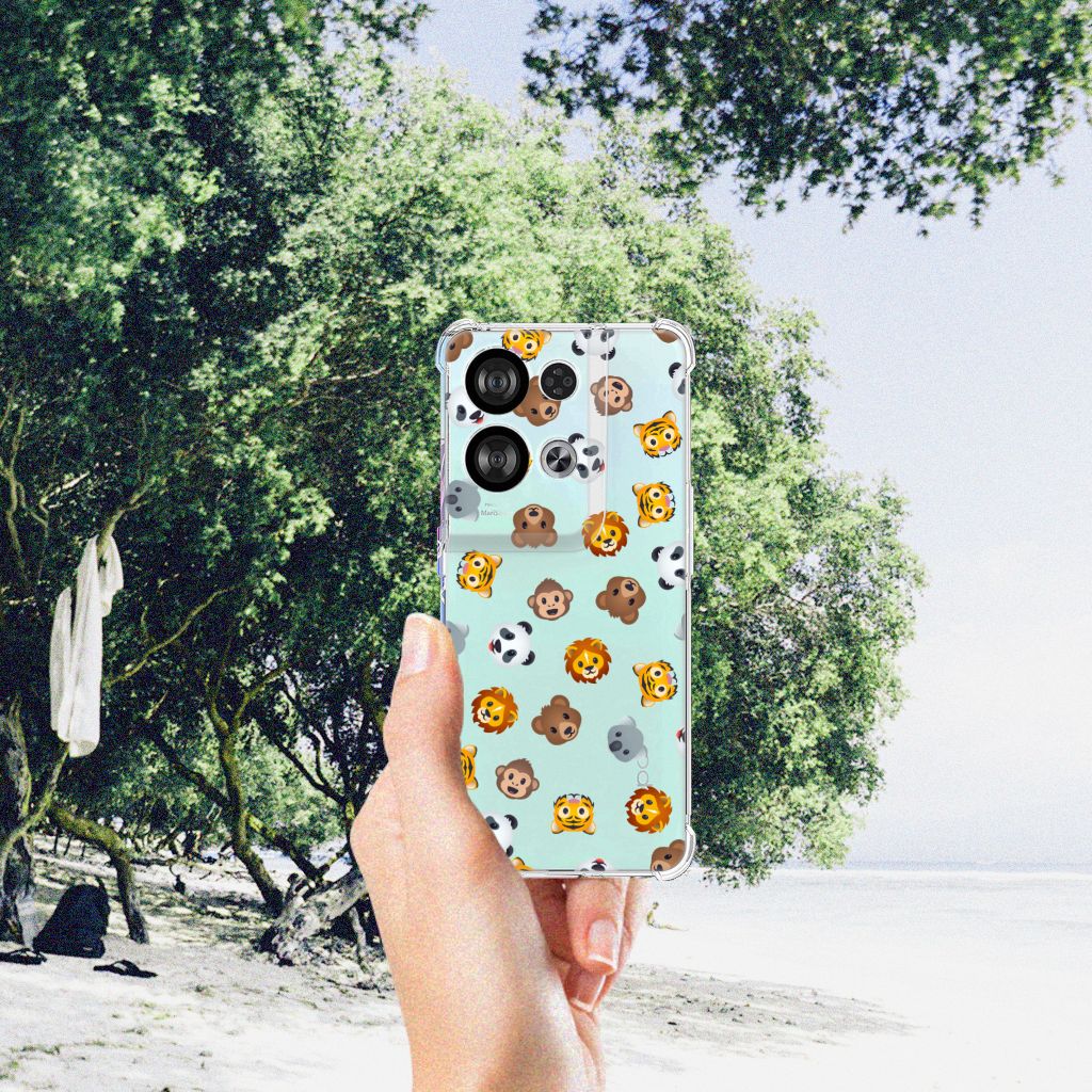 Doorzichtige Silicone Hoesje voor OPPO Reno8 Dieren Emojis B2C Telecom
