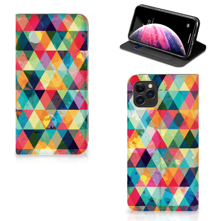 Apple iPhone 11 Pro Max Hoesje met Magneet Geruit