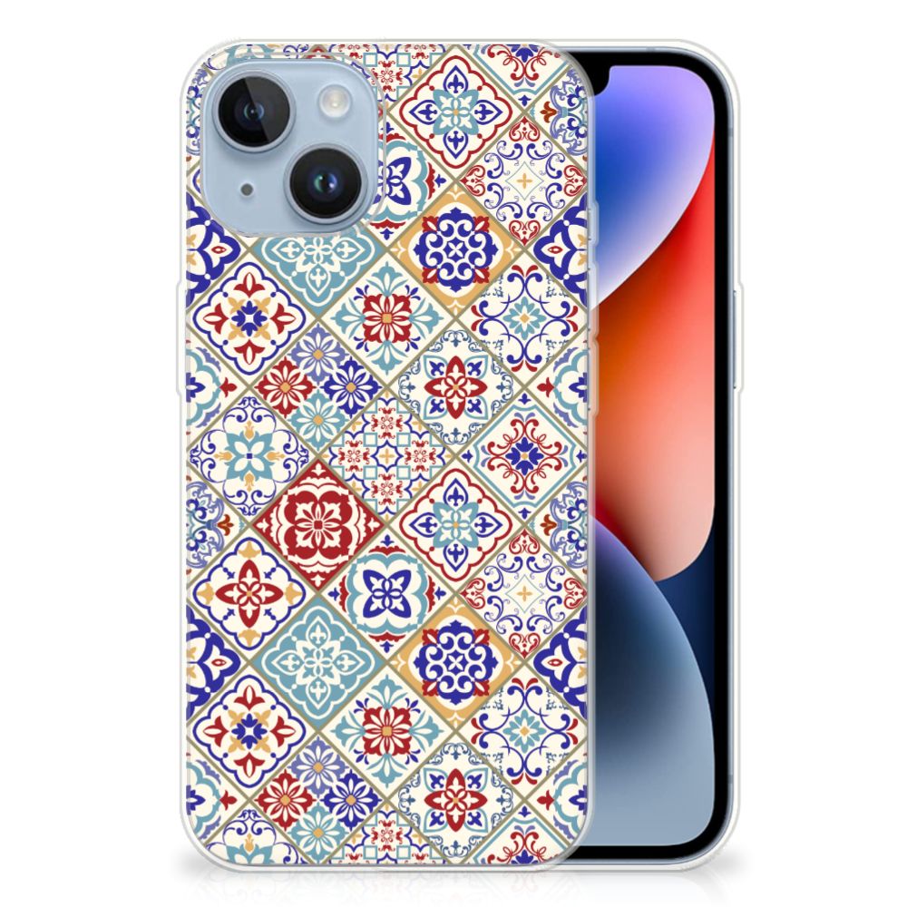 Apple iPhone 14 TPU Siliconen Hoesje Tiles Color