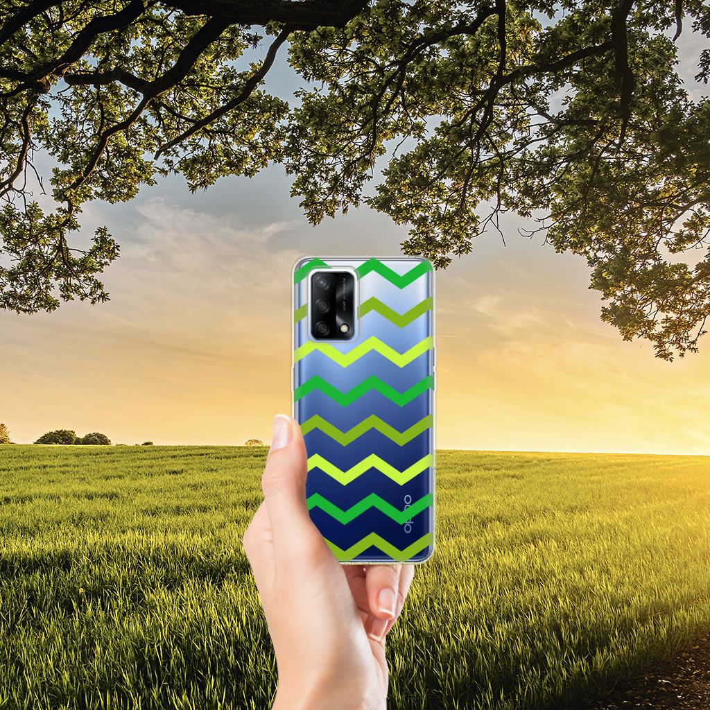OPPO A74 4G TPU bumper Zigzag Groen B2C Telecom
