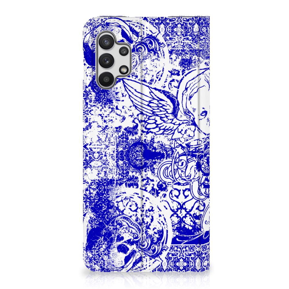 Mobiel BookCase Samsung Galaxy A32 5G Angel Skull Blauw - B2C Telecom