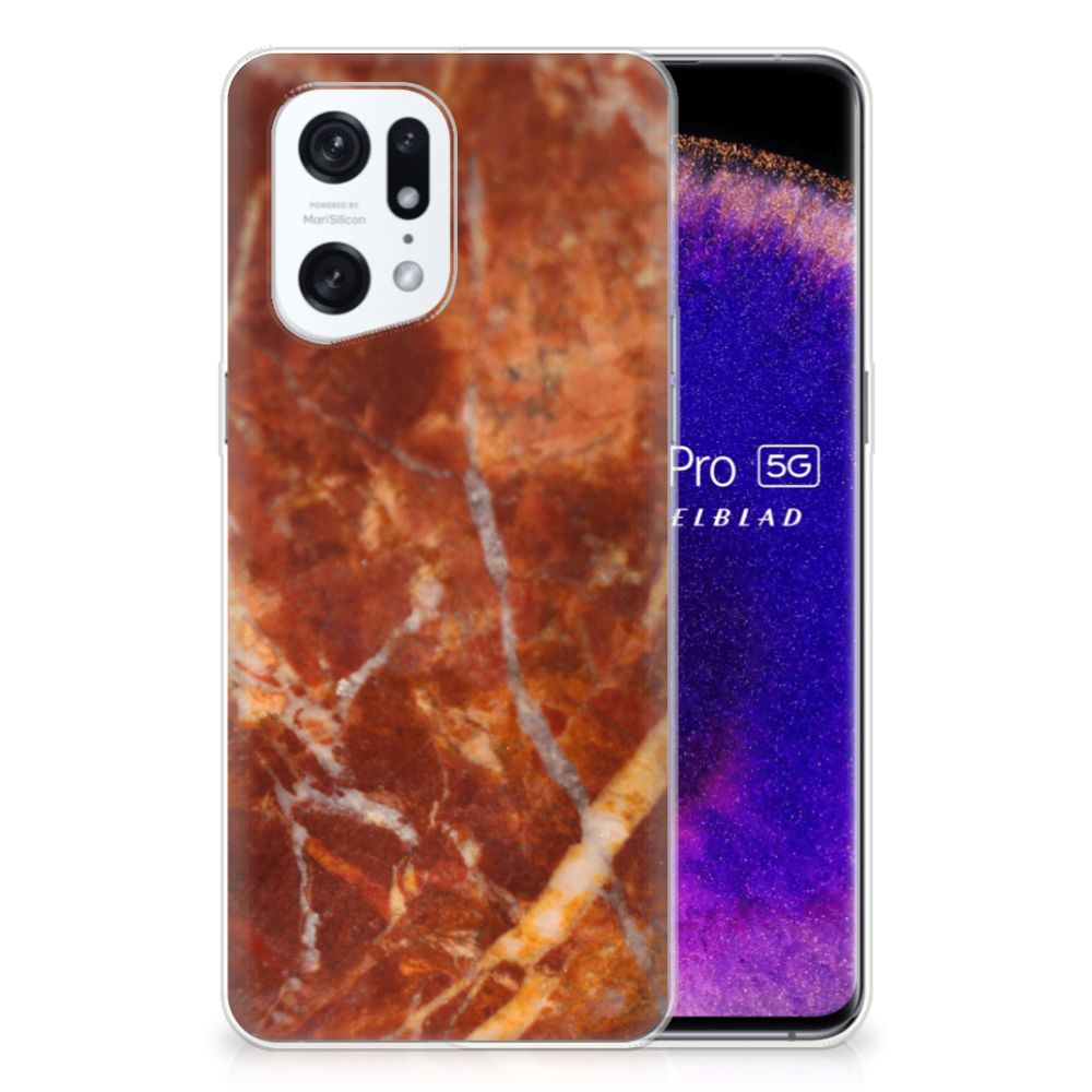OPPO Find X5 Pro TPU Siliconen Hoesje Marmer Bruin B2C Telecom
