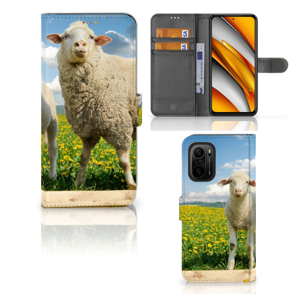 Poco F3 | Xiaomi Mi 11i Telefoonhoesje met Pasjes Schaap en Lammetje