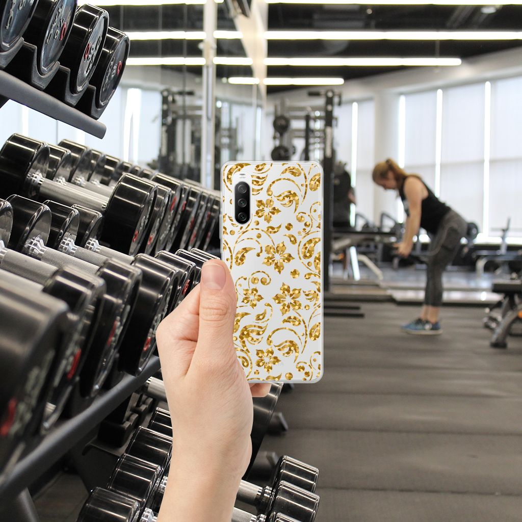 Sony Xperia 10 III TPU Case Gouden Bloemen