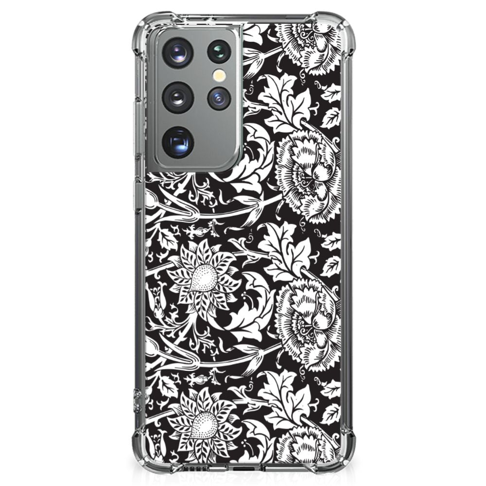 Samsung Galaxy S21 Ultra Case Black Flowers