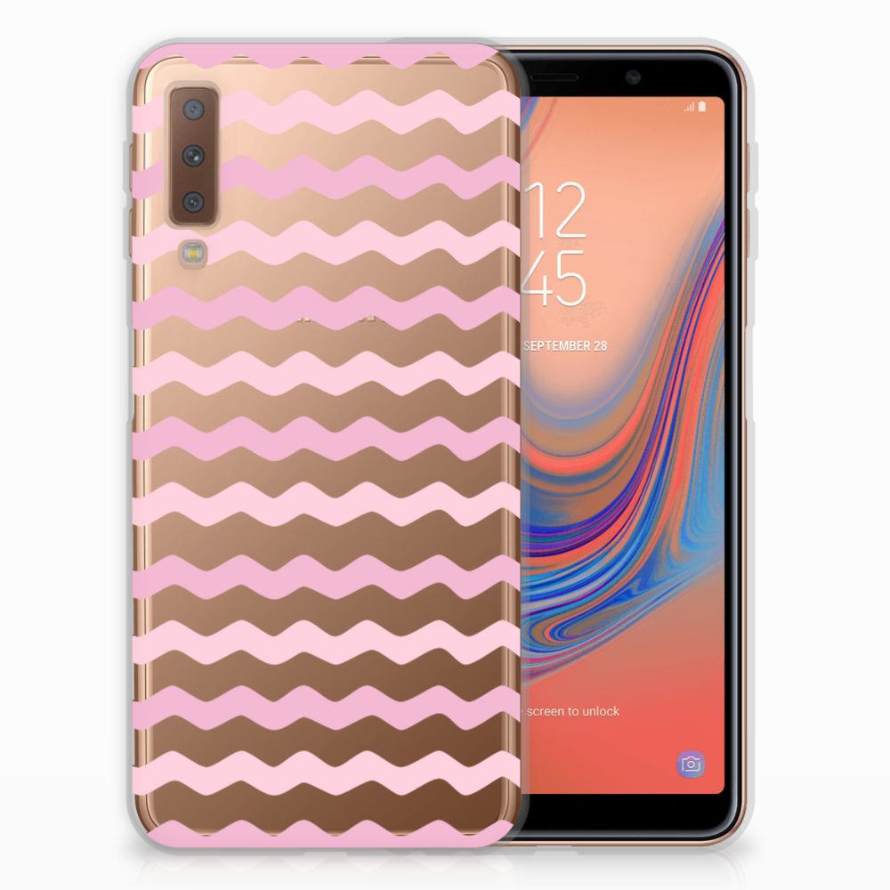 Samsung Galaxy A7 (2018) TPU bumper Waves Roze