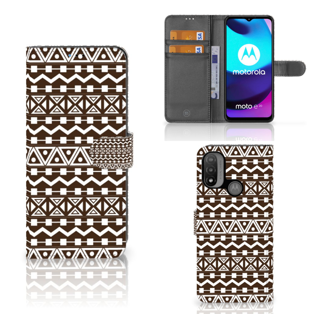 Motorola Moto E20 | E30 | E40 Telefoon Hoesje Aztec Brown