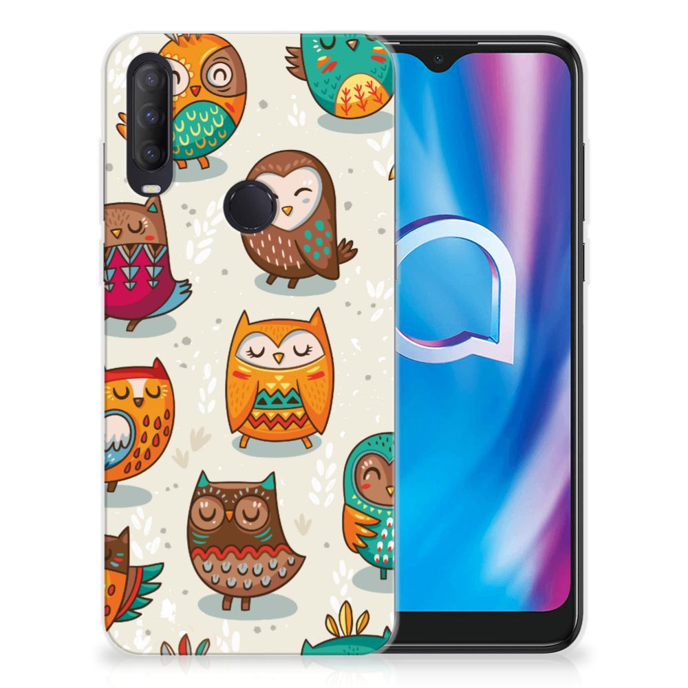 Alcatel 1S (2020) TPU Hoesje Vrolijke Uilen